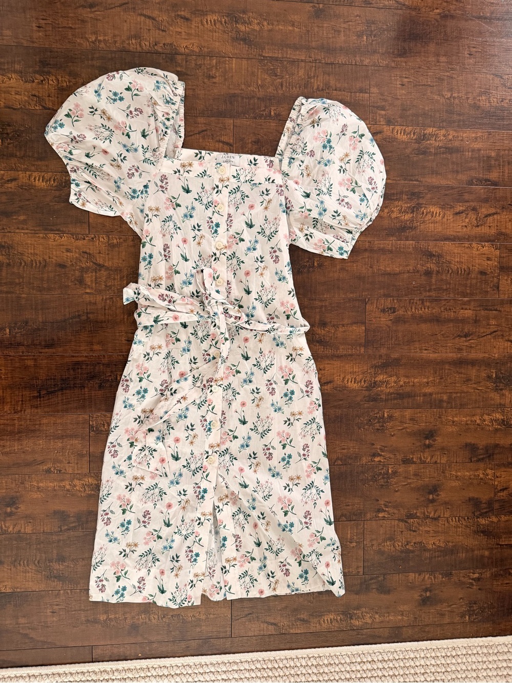 J. Crew White Floral Square-Neck Midi Dress - Picture 2 of 7